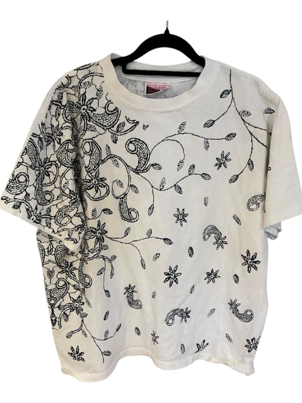 Vintage White  cotton Floral short sleeve sleeve T-shirt